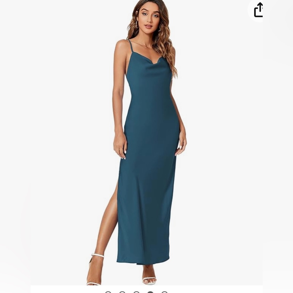 Aigeman Women's Spaghetti Strap Drape Cowl Neck Dress